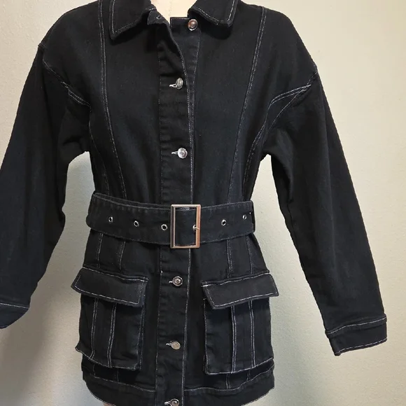 Fashion Nova Black Stretch Denim Women's Jacket - Picture 2 of 4